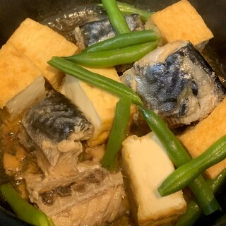 厚揚げとサバ缶の煮物